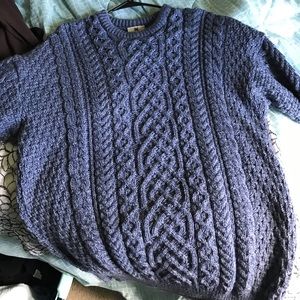 Hand made Carraigdonn, merino wool, blue sweater.